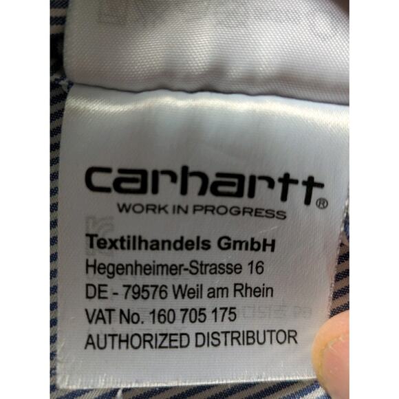 Carhartt WIP Orton Blue & White Striped, BAND COLLAR - Small RARE - Picture 16 of 16